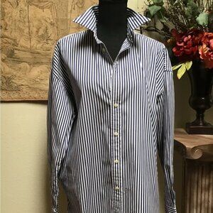 POLO RALPH LAUREN, mens shirt, large, material is wonderful, blue & white stripe